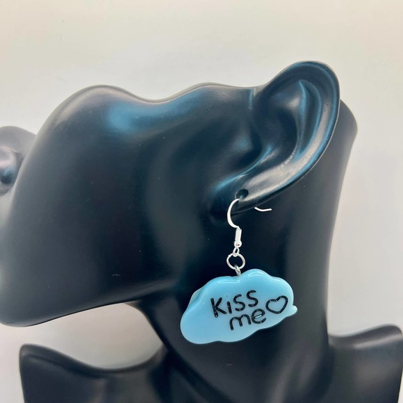 Kiss Me Earrings - Cloud Earrings - Valentines Day Earrings - Statement Earrings - Picture 10 of 10